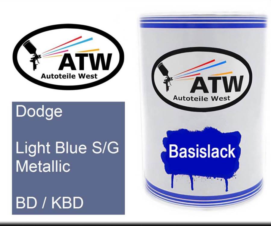 Dodge, Light Blue S/G Metallic, BD / KBD: 500ml Lackdose, von ATW Autoteile West.